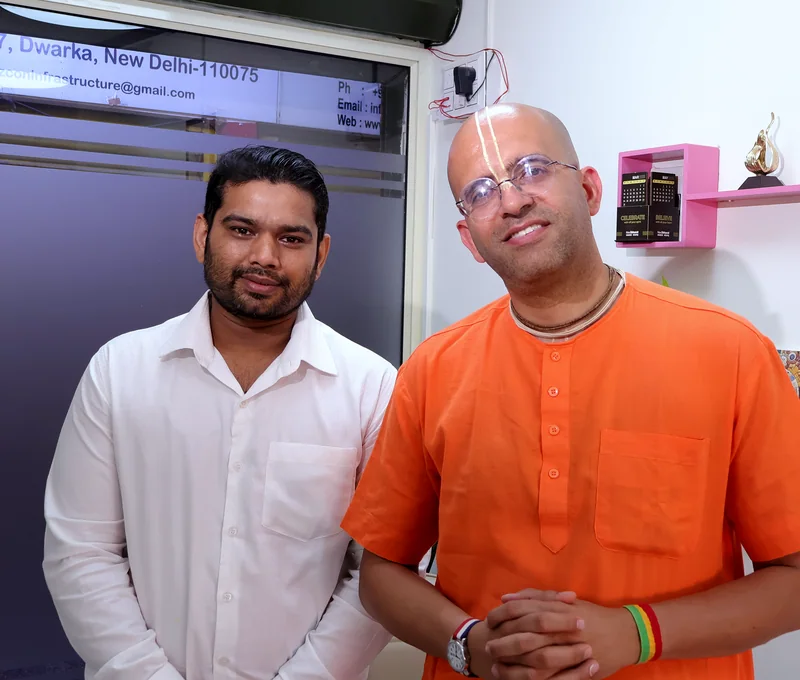 Amogh Lila Prabhu with Nitin Vashisth at the Bintin Media podcast recording