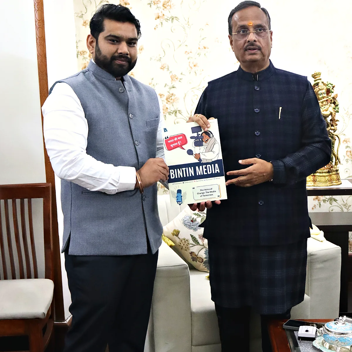 Dinesh Sharma with Bintin Media Magazine and Nitin Vashisth