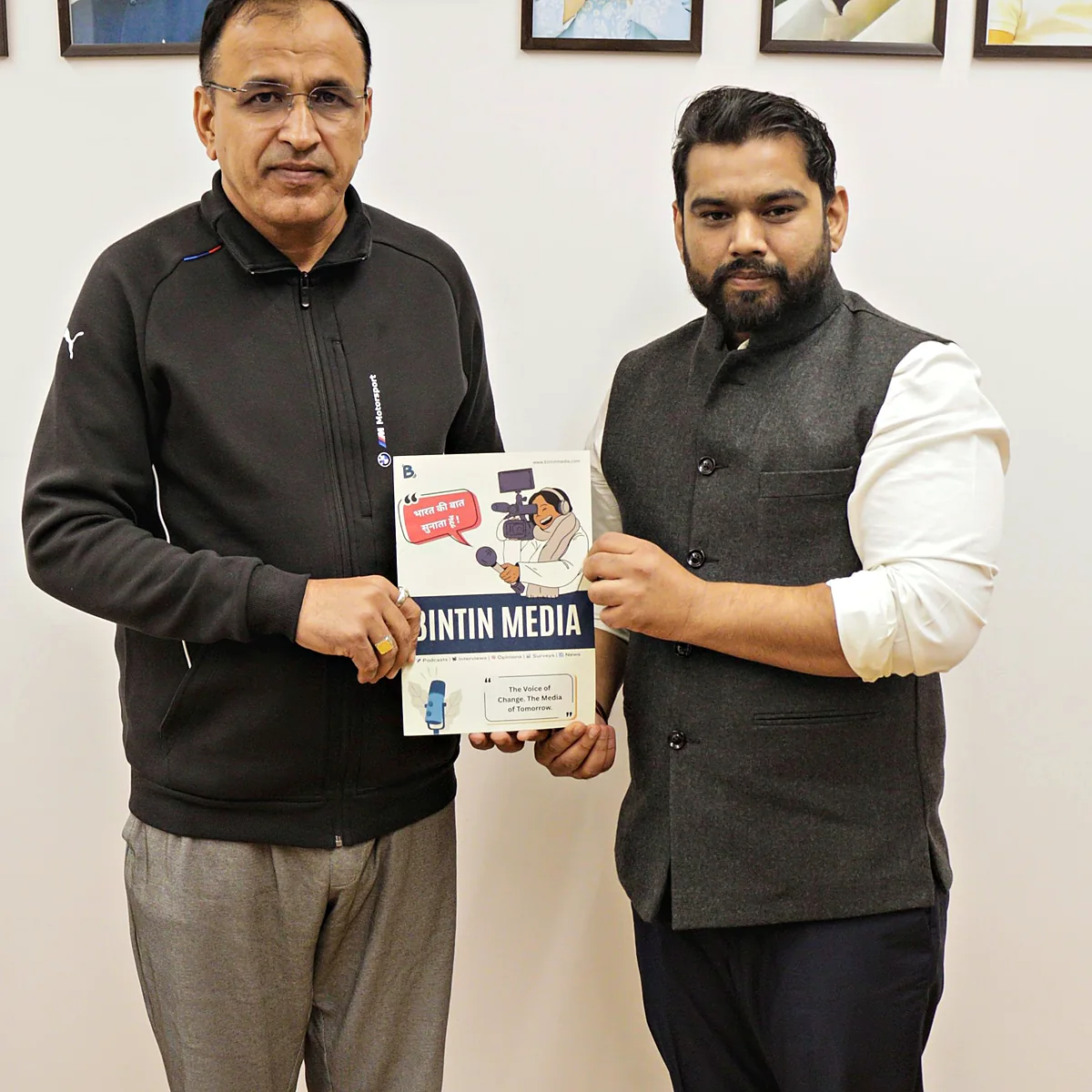 Ummeda Ram Beniwal with Bintin Media Magazine and Nitin Vashisth