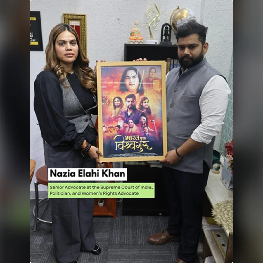 Nazia Elahi Khan, Supreme Court advocate and women’s rights advocate, with Nitin Vashisth of Bintin Media