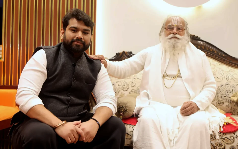 Bintin Media team with a spiritual leader before an interview shoot